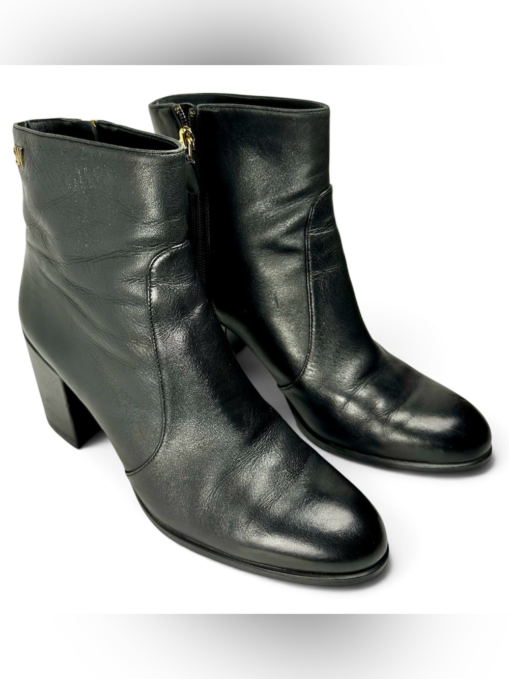 Stuart Weitzman Quinn Ankle Boots Womens US 8 Black Leather Block Heel Booties